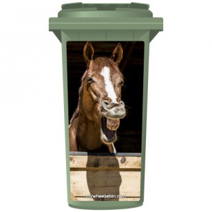 Chestnut Horse Laughing Wheelie Bin Sticker Panel